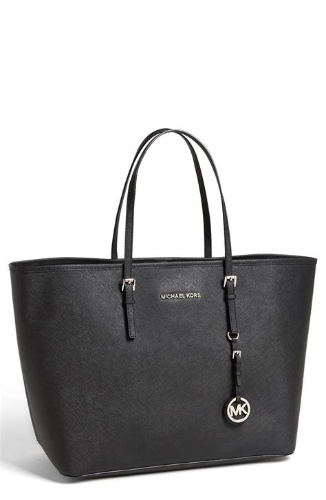 michael kors black|michael kors black medium tote.